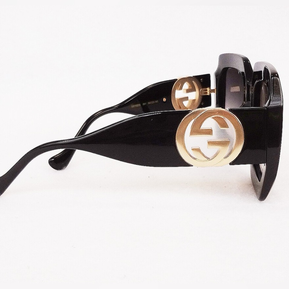 GUCCI Woman's Sunglasses Black Square Acetate Oversized ITALY - Picture 4 of 15